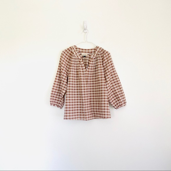 NWT Universal Thread V-Neck Plaid Blouse - Picture 2 of 10